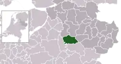 Highlighted position of Deventer in a municipal map of Overijssel