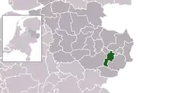 Highlighted position of Hengelo in a municipal map of Overijssel