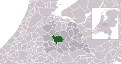 Highlighted position of Utrecht in a municipal map of Utrecht