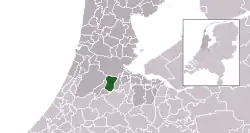 Highlighted position of Amstelveen in a municipal map of North Holland