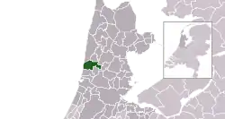 Highlighted position of Castricum in a municipal map of North Holland