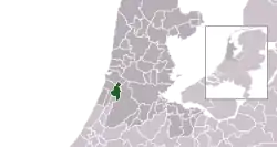 Highlighted position of Haarlem in a municipal map of North Holland