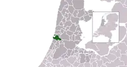 Highlighted position of Velsen in a municipal map of North Holland