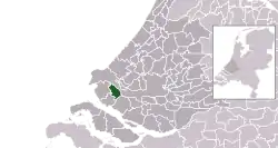 Highlighted position of Brielle in a municipal map of South Holland