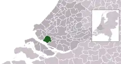 Highlighted position of Bernisse in a municipal map of South Holland