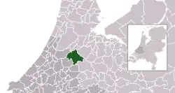 Highlighted position of Nieuwkoop in a municipal map of South Holland