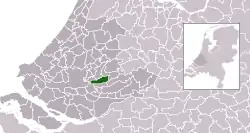 Highlighted position of Nederlek in a municipal map of South Holland