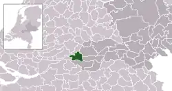 Highlighted position of Lingewaal in a municipal map of Gelderland