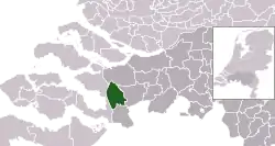 Highlighted position of Bergen op Zoom in a municipal map of North Brabant
