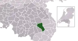 Highlighted position of Deurne in a municipal map of North Brabant