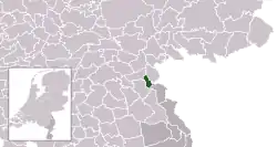 Highlighted position of Mook en Middelaar in a municipal map of Limburg