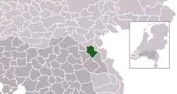 Highlighted position of Cuijk in a municipal map of North Brabant