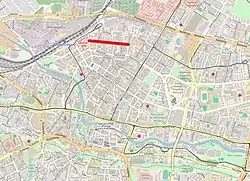 Bocianowo street highlighted on a map