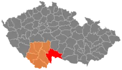Location in the South Bohemian Region within the Czech Republic