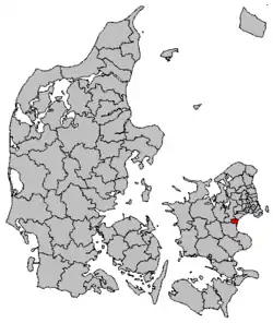 Location of Solrød Strand (Sun-Red Beach)