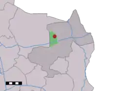 The village (dark red) and the statistical district (light green) of Groot Agelo in the municipality of Dinkelland.