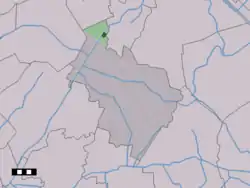 The town centre (dark green) and the statistical district (light green) of Bovensmilde in the municipality of Midden-Drenthe.