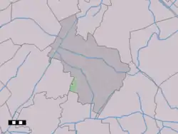The centre (dark green) and the statistical district (light green) of Spier in the municipality of Midden-Drenthe.