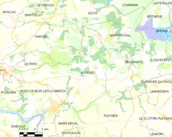 Map showing location of Lopérec