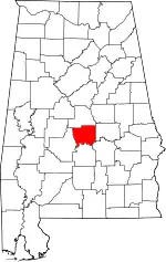 State map highlighting Autauga County