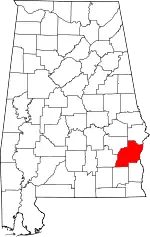 State map highlighting Barbour County