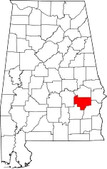 State map highlighting Bullock County