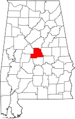 Map of Alabama highlighting Chilton County