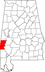 State map highlighting Choctaw County
