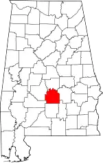 State map highlighting Lowndes County