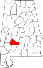 State map highlighting Wilcox County