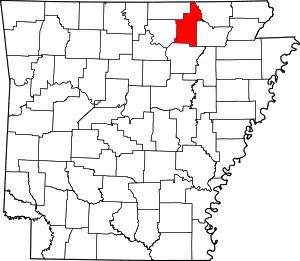 Map of Arkansas highlighting Sharp County