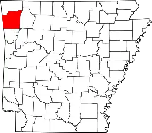 Location of Washington County in Arkansas