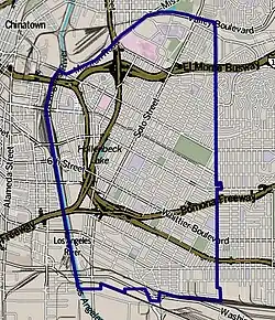 Boundaries of Boyle Heightsas drawn by the Los Angeles Times