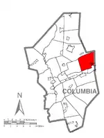 Map of Columbia County, Pennsylvania highlighting Briar Creek Township