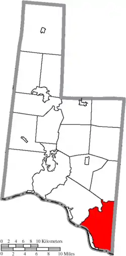 Location of Huntington Township in Brown County