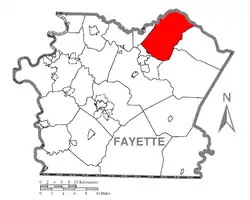 Location of Bullskin Township in Fayette County