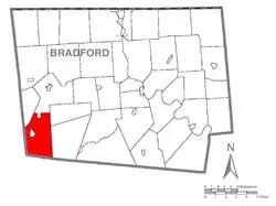 Map of Bradford County with Canton Township highlighted