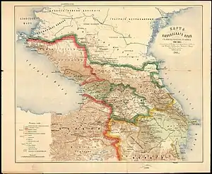 Map of countries in the Caucasus including Borchaly sultanate in 1801