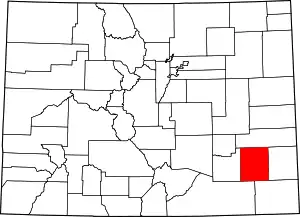 Map of Colorado highlighting Bent County