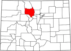 State map highlighting Grand County