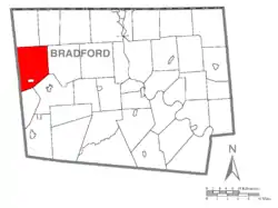 Map of Bradford County, Pennsylvania highlighting Columbia Township