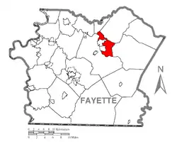 Location of Connellsville Township in Fayette County