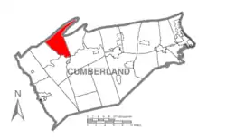 Map of Cumberland County, Pennsylvania highlighting Lower Mifflin Township