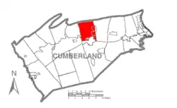 Map of Cumberland County, Pennsylvania highlighting North Middleton Township