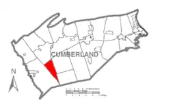 Map of Cumberland County, Pennsylvania highlighting South Newton Township
