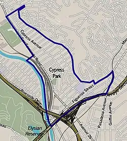 Boundaries of Cypress Park as drawn by the Los Angeles Times