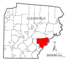 Map of Clearfield County, Pennsylvania highlighting Decatur Township