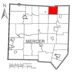 Location of Deer Creek Township in Mercer County