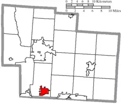 Location of Powell in Delaware County