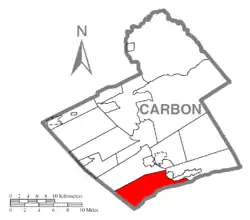 Location of East Penn Township in Carbon County, Pennsylvania